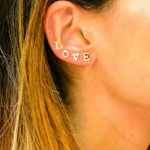 BOGO 2 Pair Diamond Initial Earrings.